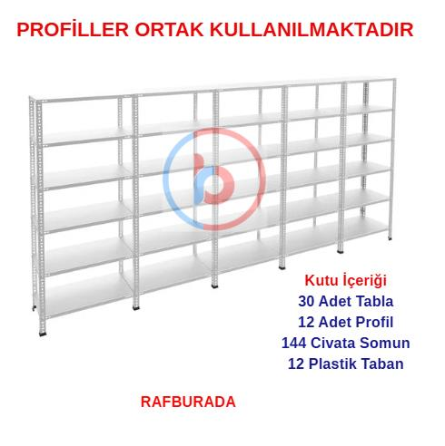 6 Katlı 5'li Galvaniz Çelik Raf - Depo, Arşiv, Kiler, Dosya, Market Rafı