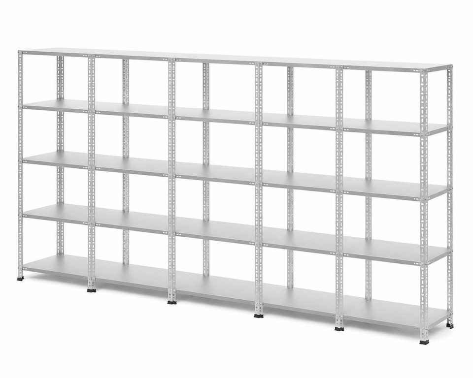 6 Katlı 5'li Galvaniz Çelik Raf - Depo, Arşiv, Kiler, Dosya, Market Rafı
