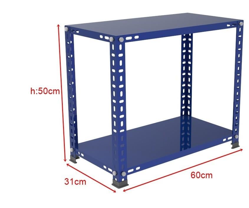 2 Katlı Renkli Çelik Raf Sehpa - Atölye, Depo, Ofis Sehpası