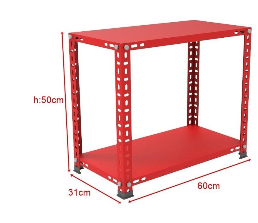 2 Katlı Renkli Çelik Raf Sehpa - Atölye, Depo, Ofis Sehpası