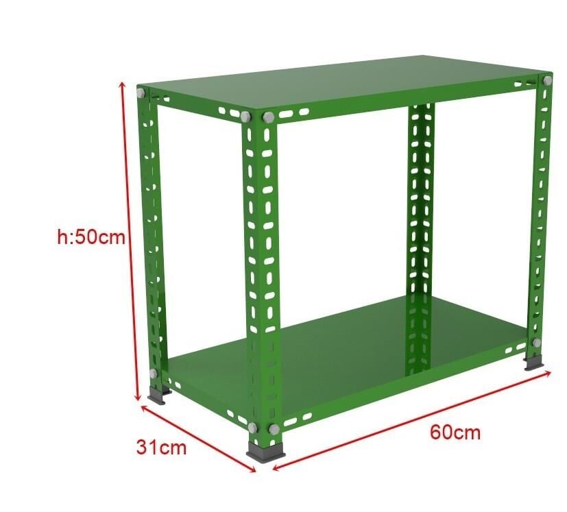 2 Katlı Renkli Çelik Raf Sehpa - Atölye, Depo, Ofis Sehpası