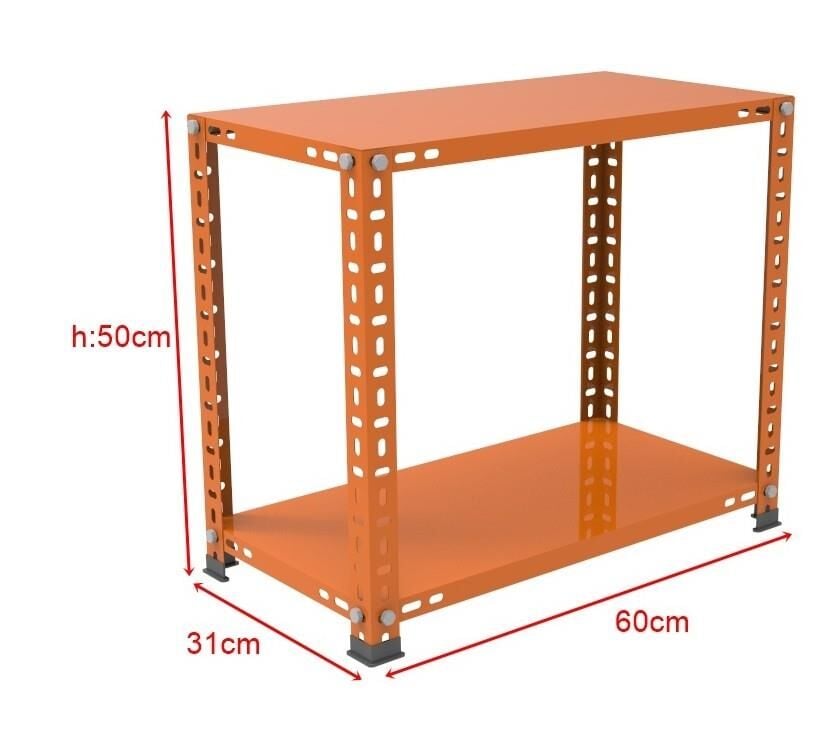 2 Katlı Renkli Çelik Raf Sehpa - Atölye, Depo, Ofis Sehpası