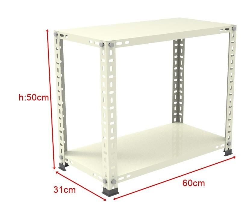Rafburada 2 Katlı Renkli Çelik Raf Sehpa 1,00 mm  - Kurulum Seti Hediyeli - Atölye, Depo, Ofis Sehpası