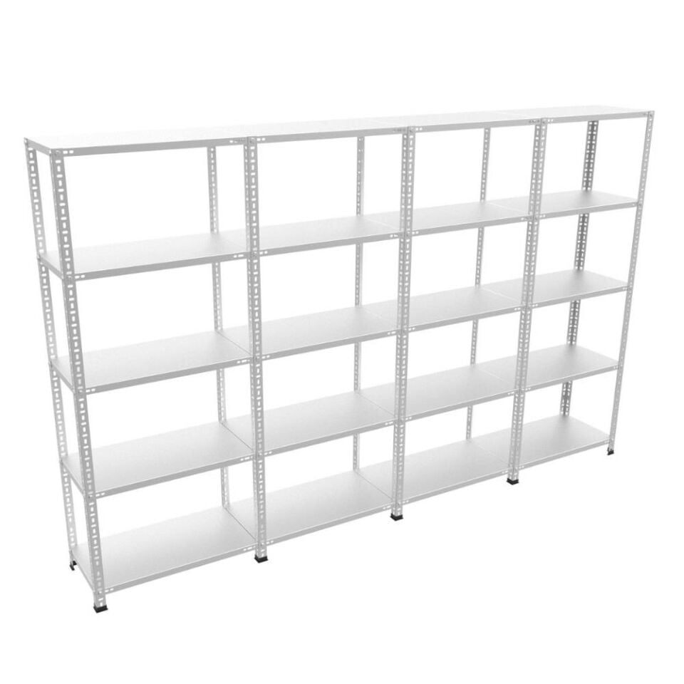 5 Katlı 4'lü Galvaniz Çelik Raf - Depo, Arşiv, Kiler, Dosya, Market Rafı