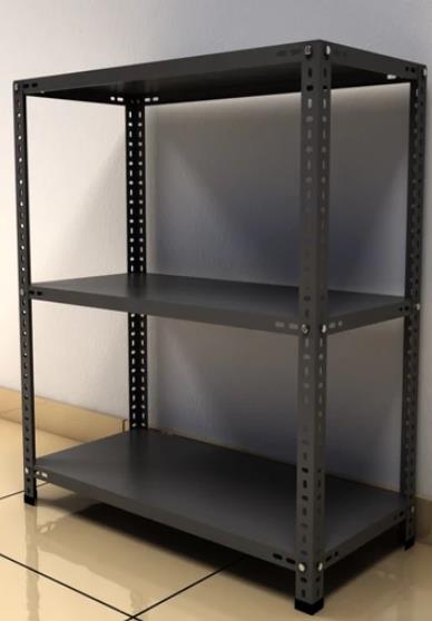 3 Katlı 20x60x50 Cm Siyah Dekoratif Çelik Raf - Depo, Arşiv, Kiler, Dosya, Market Rafı