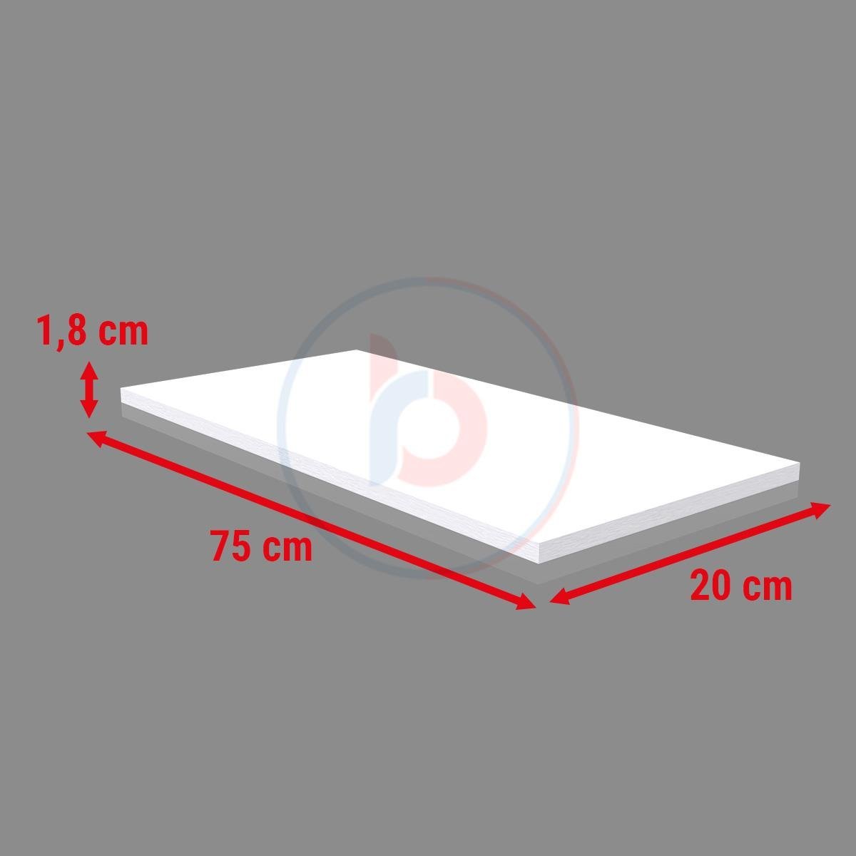 20x75 Cm Beyaz Ahşap Raf - Suntalam Tekli Raf