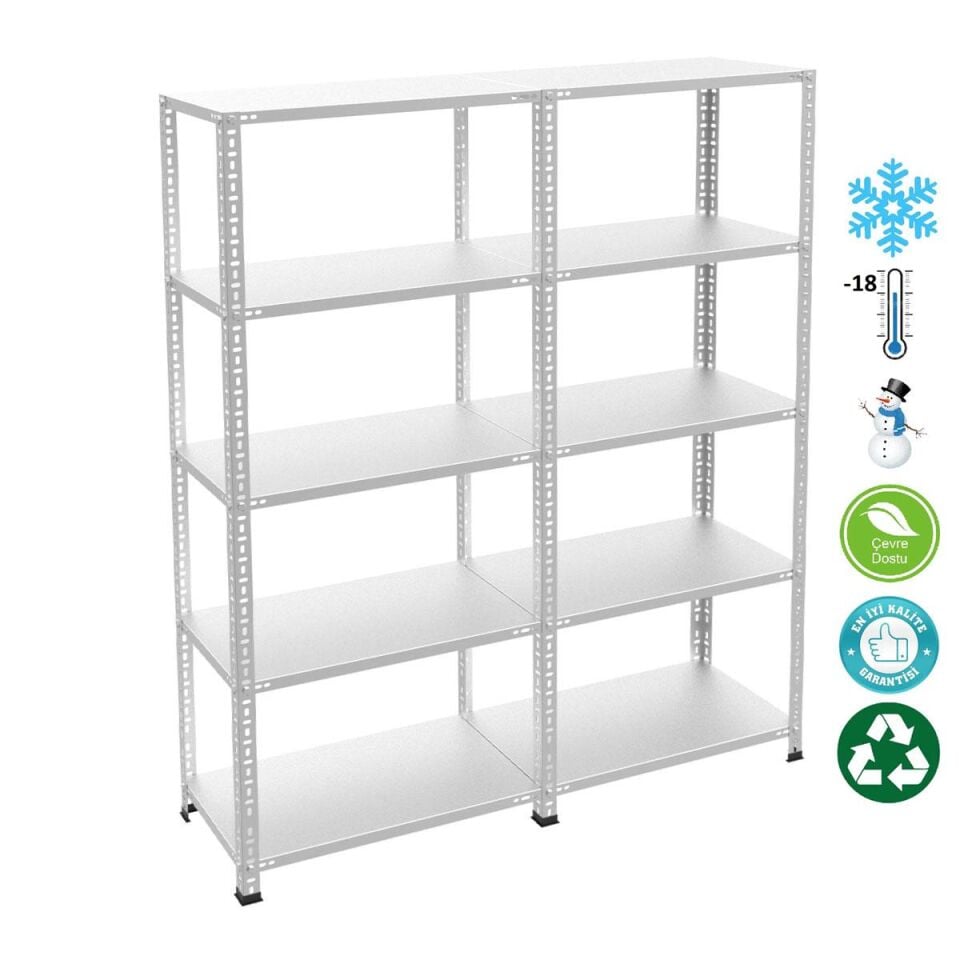 5 Katlı Duble Paslanmaz Krom Raf - Inox Soğuk Oda Rafı, Buzhane Rafı