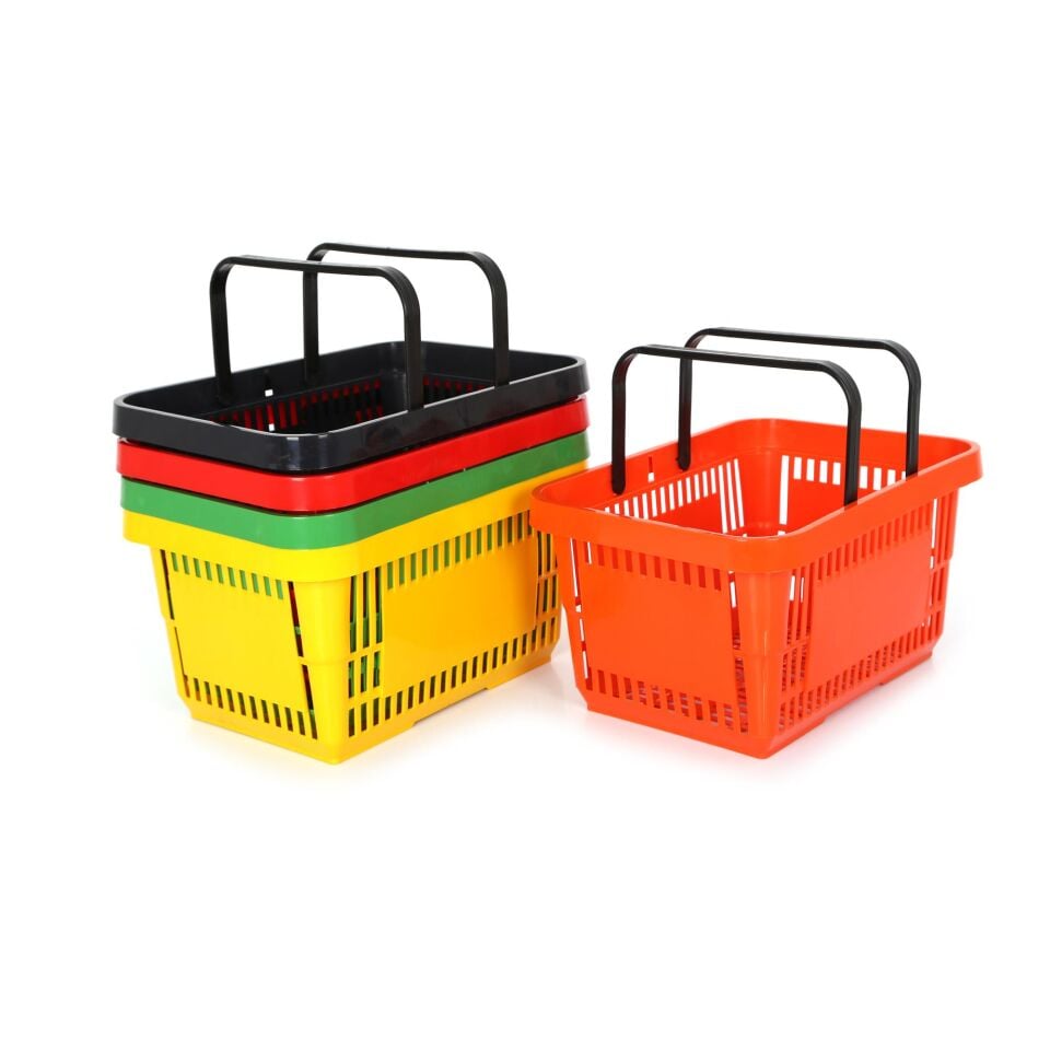 5 Adet 22 Lt Plastik Alışveriş Sepeti - Market El Sepeti
