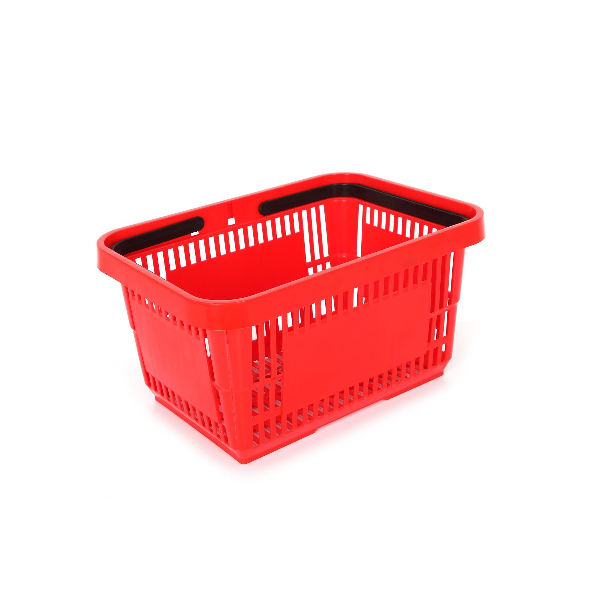 5 Adet 22 Lt Plastik Alışveriş Sepeti - Market El Sepeti Kırmızı