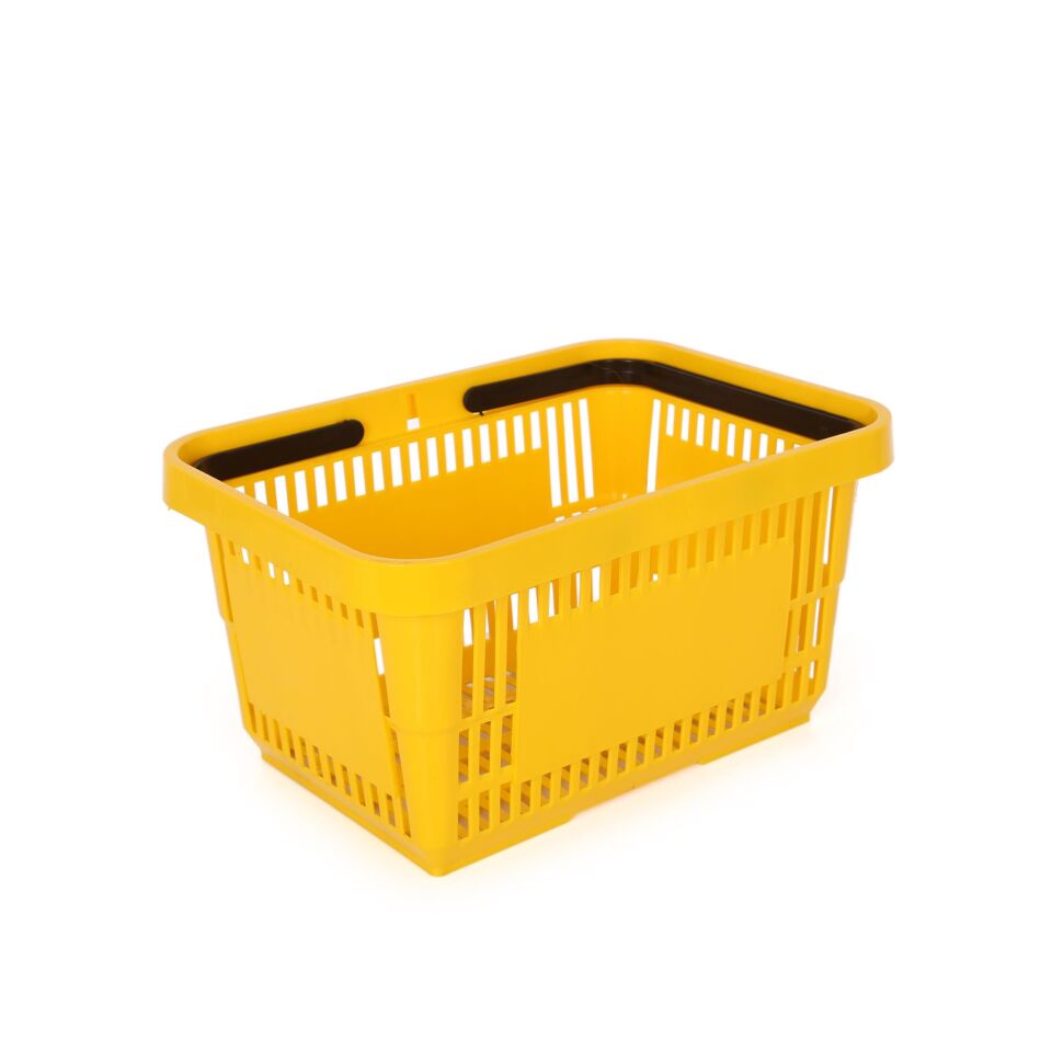 5 Adet 22 Lt Plastik Alışveriş Sepeti - Market El Sepeti Sarı