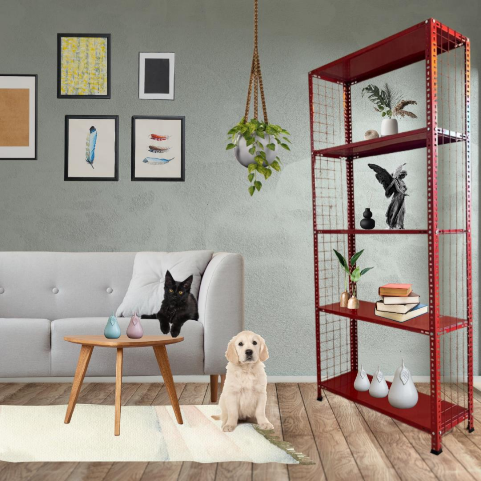 5 Katlı Renkli Tel Kafes Çelik Raf - Dekoratif Raf