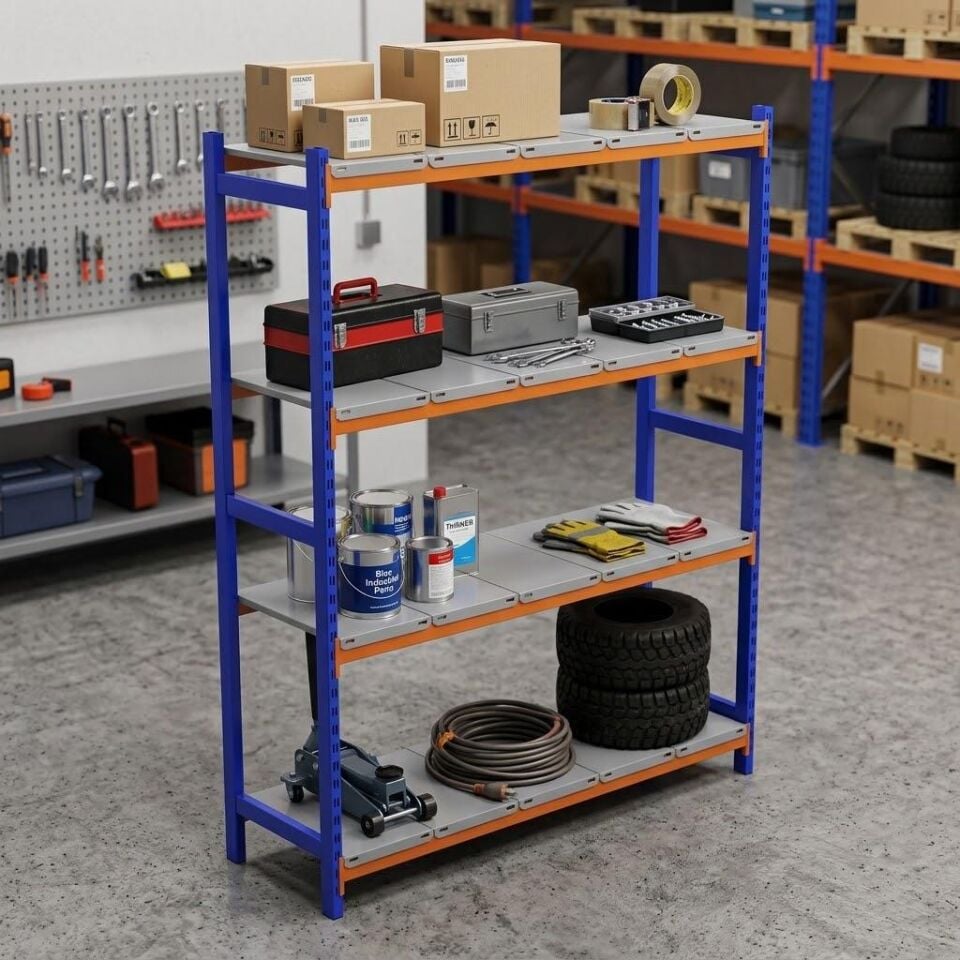 4 Katlı Depo Rafı - 300-350 Kg Taşıma Kapasiteli Hafif Rack Raf
