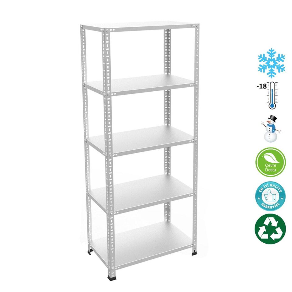 5 Katlı  Paslanmaz Krom Çelik Raf - Mutfak Banyo Islak Zemin Rafı