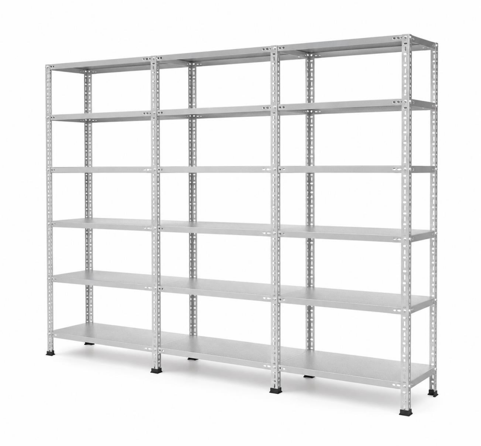 7 Katlı 3'lü Galvaniz Çelik Raf - Depo, Arşiv, Kiler, Dosya, Market Rafı