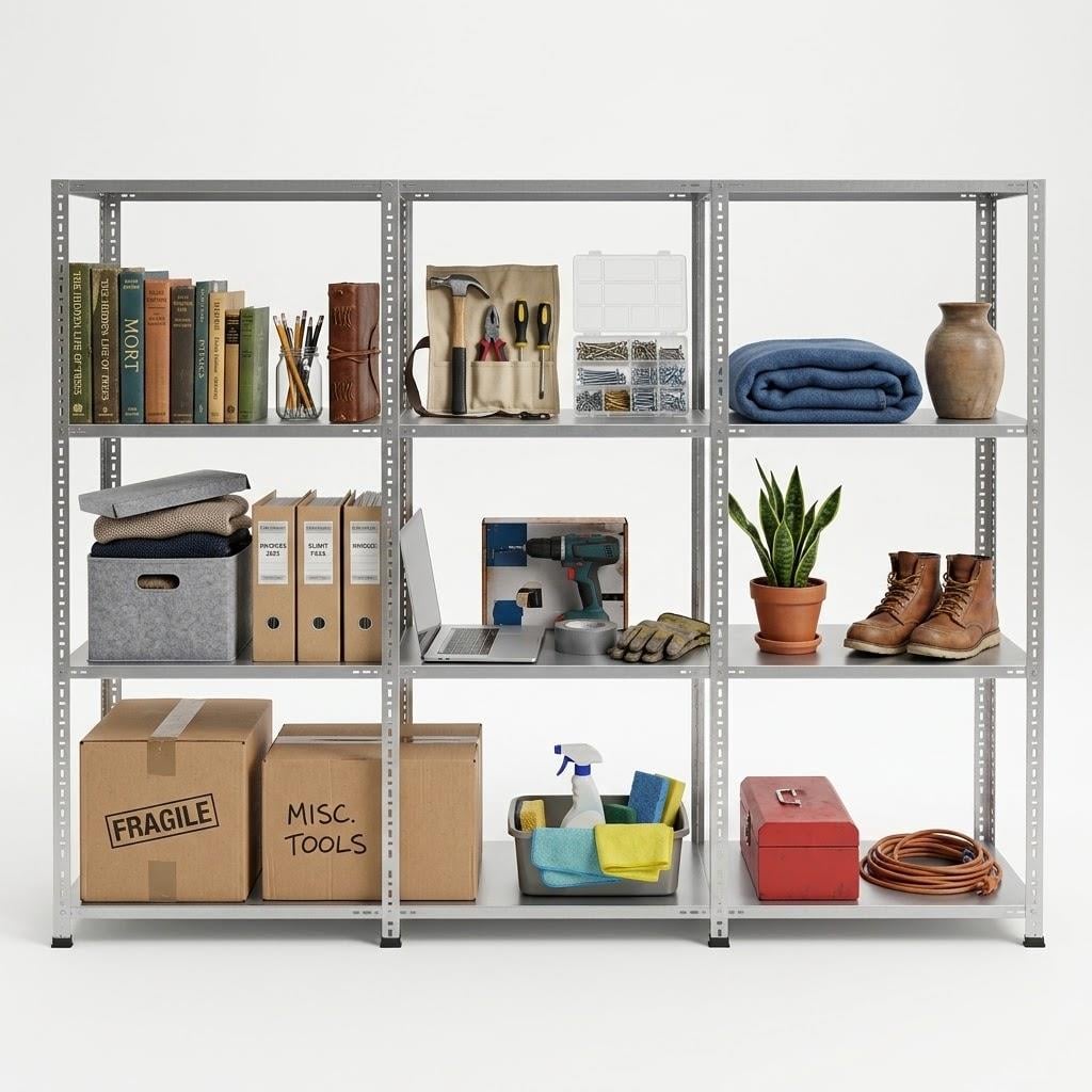 3 Katlı 3'lü Galvaniz Çelik Raf - Depo, Arşiv, Kiler, Dosya, Market Rafı
