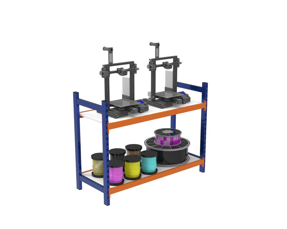 2 Katlı Ahşap Raflı İçten Oturmalı Hafif Rack - 3D Yazıcı Rafı, Depo Rafı