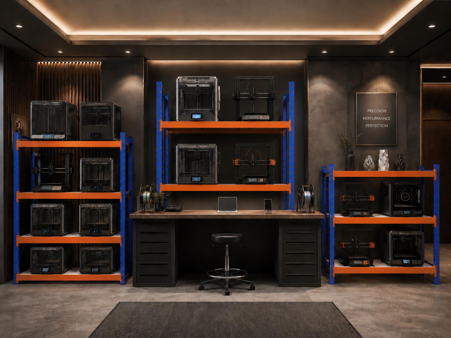 2 Katlı Ahşap Raflı İçten Oturmalı Hafif Rack - 3D Yazıcı Rafı, Depo Rafı