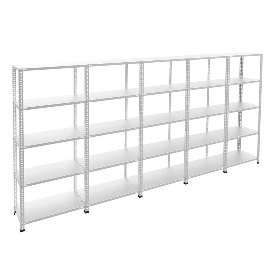 5 Katlı 5'li Galvaniz Çelik Raf - Depo, Arşiv, Kiler, Dosya, Market Rafı