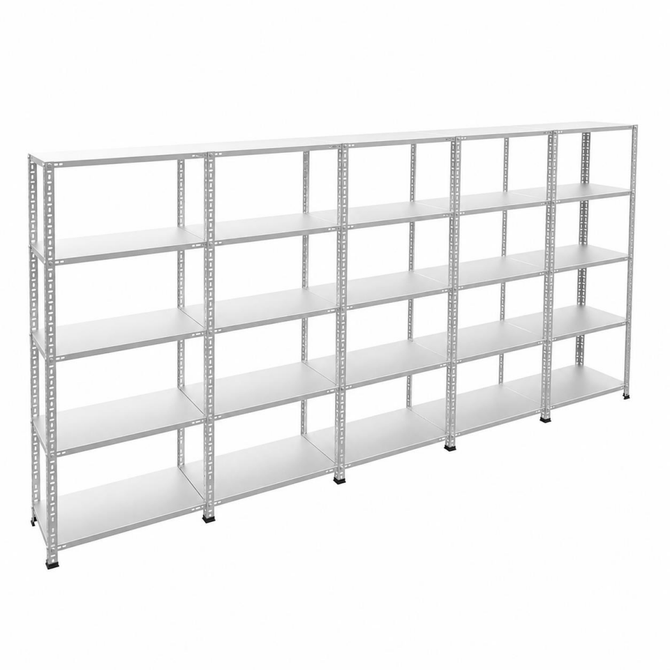 5 Katlı 5'li Galvaniz Çelik Raf - Depo, Arşiv, Kiler, Dosya, Market Rafı