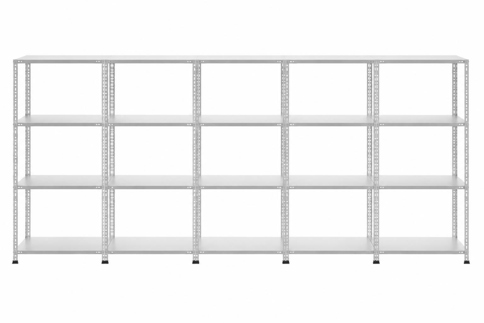 5 Katlı 5'li Galvaniz Çelik Raf - Depo, Arşiv, Kiler, Dosya, Market Rafı