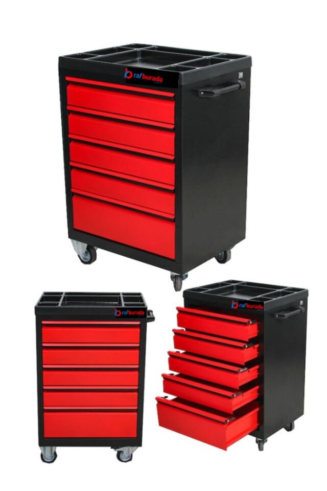 5 Çekmeceli Alet Dolabı İçi Boş Atölye Usta Set Takım Arabası