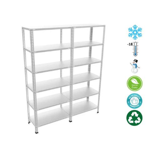 6 Katlı Duble Paslanmaz Krom Raf - Inox Soğuk Oda Rafı, Buzhane Rafı