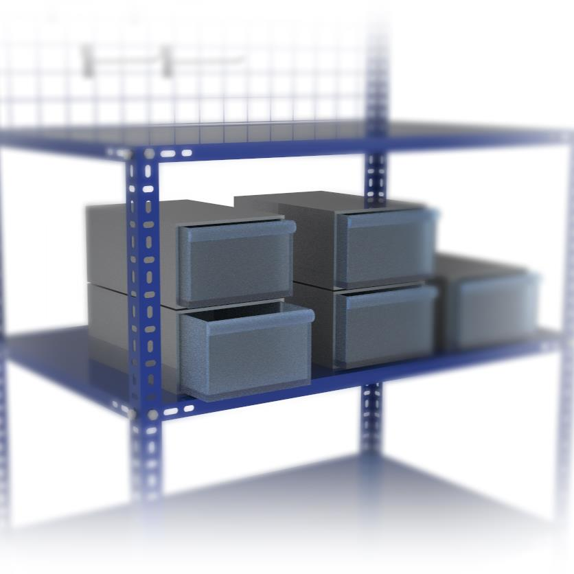 3 Katlı Mavi Paketleme Masası 59x93 cm - 2 Raflı Tel Kafesli , Atölye, Depo, Hobi Çalışma Masası