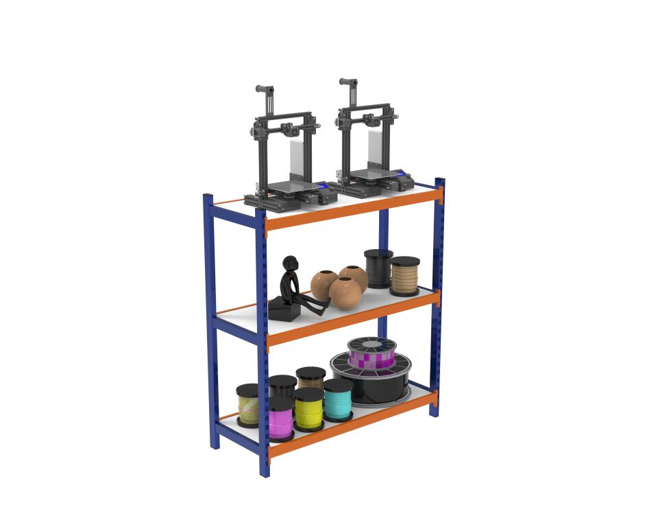 3 Katlı Ahşap Raflı İçten Oturmalı Hafif Rack - 3D Yazıcı Rafı, Depo Rafı