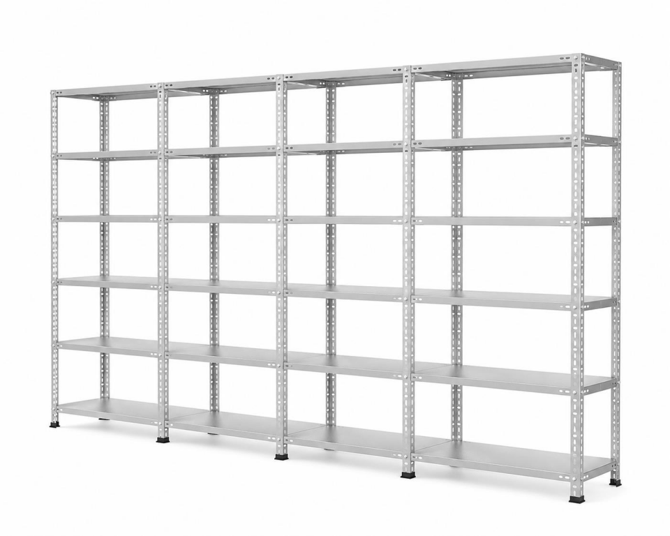 7 Katlı 4'lü Galvaniz Çelik Raf - Depo, Arşiv, Kiler, Dosya, Market Rafı