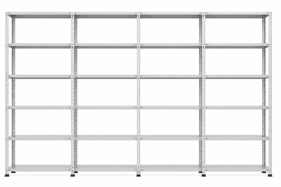 7 Katlı 4'lü Galvaniz Çelik Raf - Depo, Arşiv, Kiler, Dosya, Market Rafı