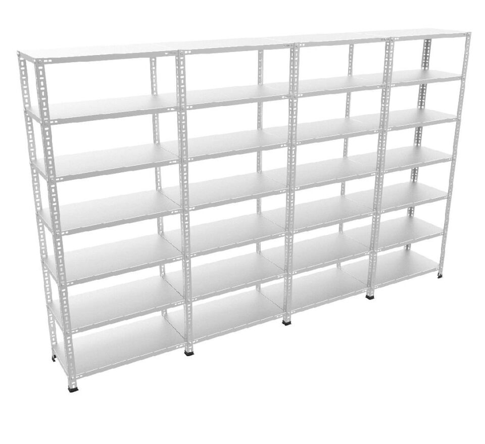 7 Katlı 4'lü Galvaniz Çelik Raf - Depo, Arşiv, Kiler, Dosya, Market Rafı