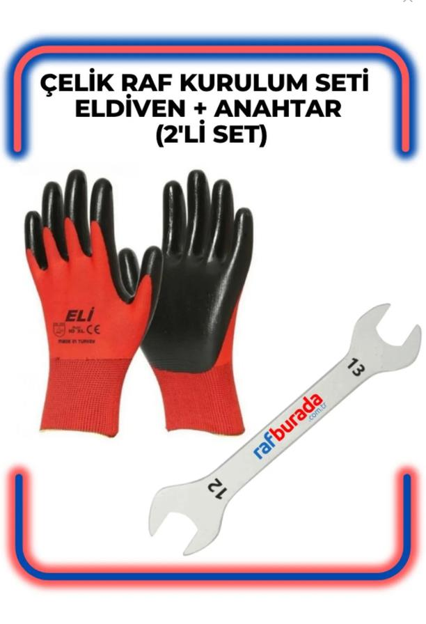 Çelik Raf Montaj-Kurulum Seti – Eldiven + Anahtar (2'li Set)Ekonomik boy