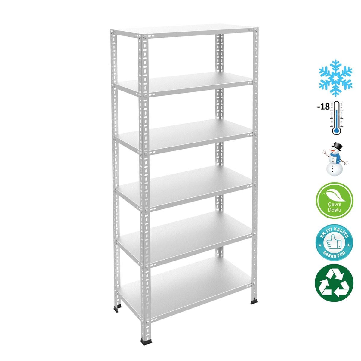 6 Katlı  Paslanmaz Krom Çelik Raf - Mutfak Banyo Islak Zemin Rafı