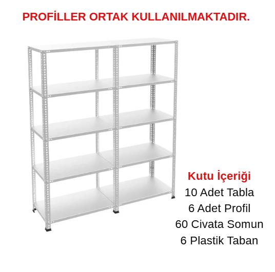 5 Katlı Duble Galvaniz Çelik Raf - Depo, Arşiv, Kiler, Dosya, Market Rafı