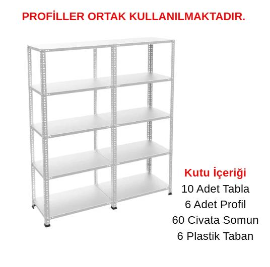 5 Katlı Duble Galvaniz Çelik Raf - Depo, Arşiv, Kiler, Dosya, Market Rafı