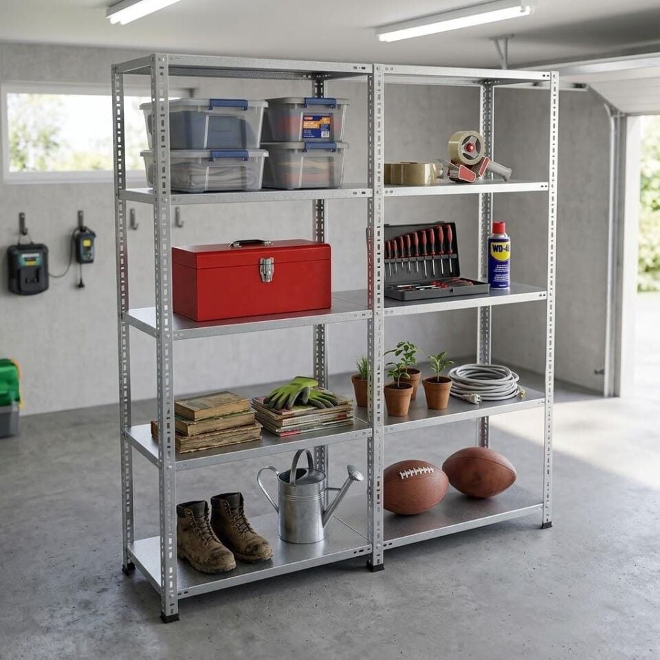 5 Katlı Duble Galvaniz Çelik Raf - Depo, Arşiv, Kiler, Dosya, Market Rafı