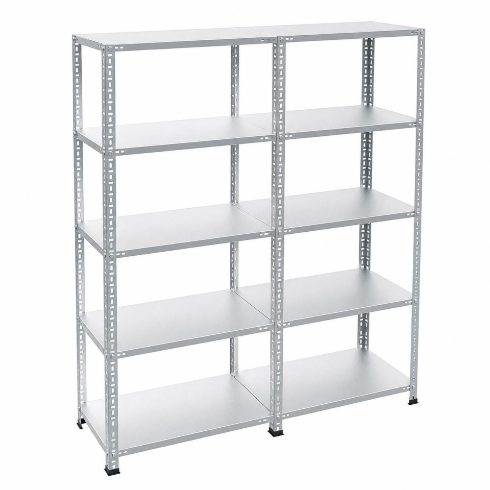 5 Katlı Duble Galvaniz Çelik Raf - Depo, Arşiv, Kiler, Dosya, Market Rafı