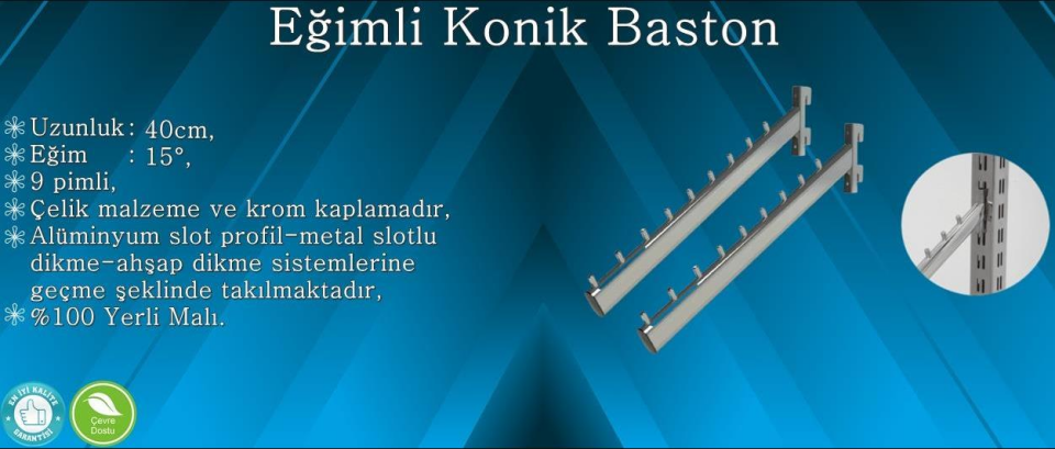 5 Adet Konik Baston - Konik Dikmeye Geçme Baston, Askı Aparatı