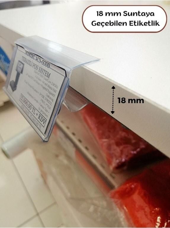 25 Adet 18 Mm Sunta Ve Ahşap Raflar İçin Raf Önü Etiketlik 100 Cm - Pvc Etiketlik