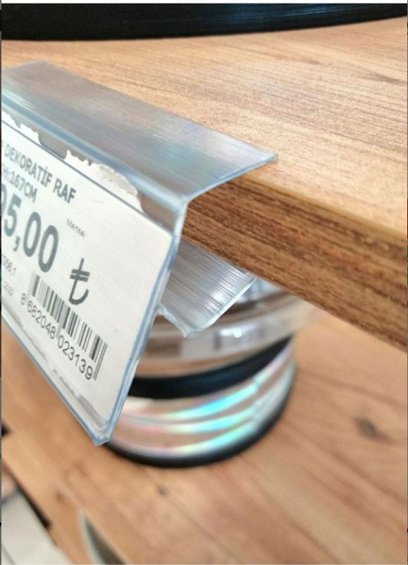 25 Adet 18 Mm Sunta Ve Ahşap Raflar İçin Raf Önü Etiketlik 100 Cm - Pvc Etiketlik