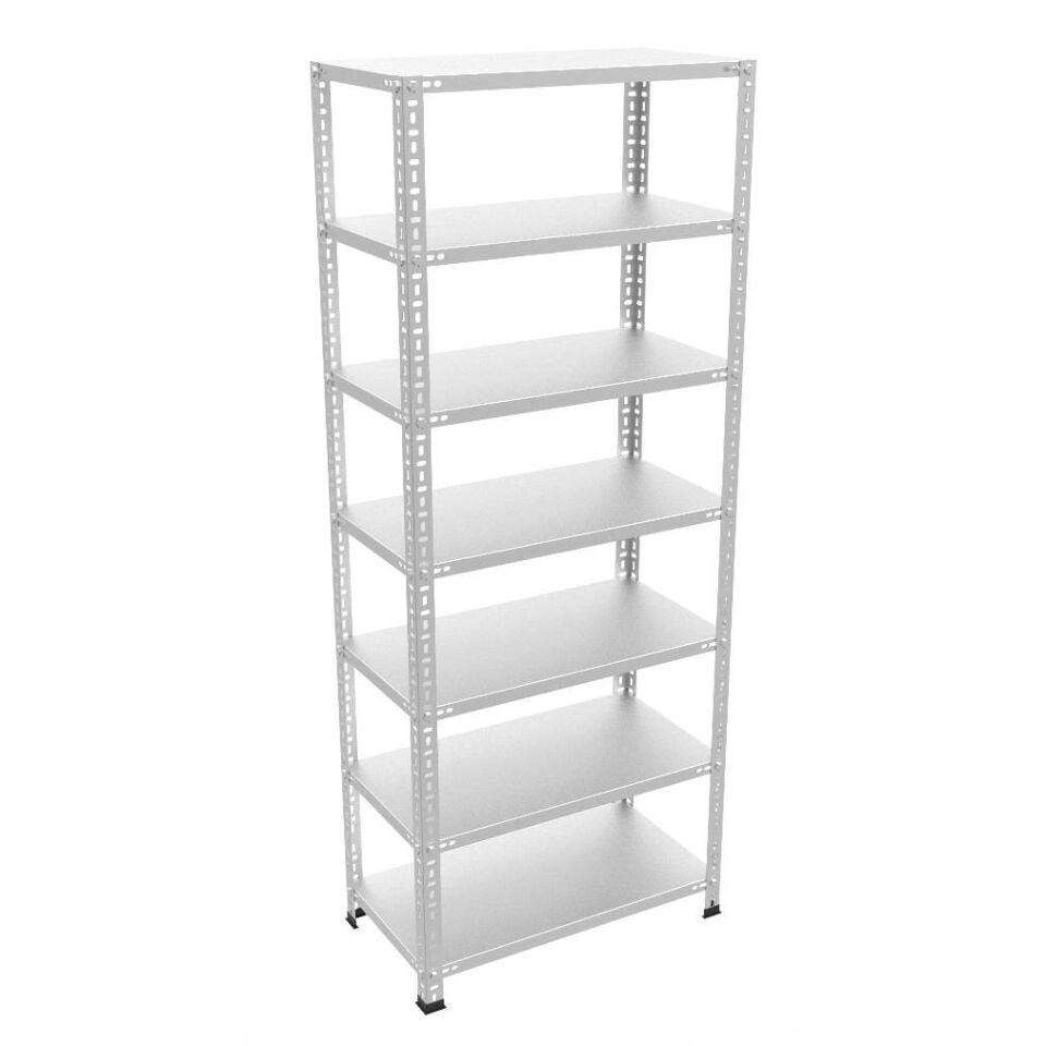 7 Katlı Galvaniz Çelik Raf - Depo, Arşiv, Kiler, Dosya, Market Rafı 59x93 cm - 300 cm - 1.00 mm