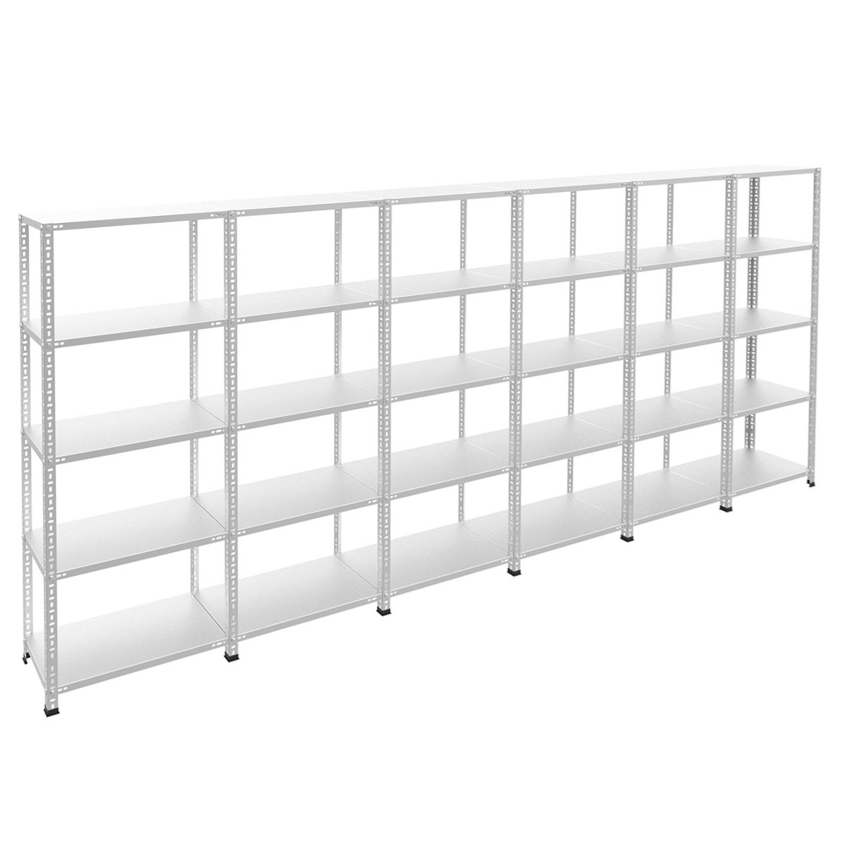 5 Katlı 6'lı Bitişik Galvaniz Çelik Raf - Depo, Arşiv, Kiler, Dosya, Market, Bakkal Rafı