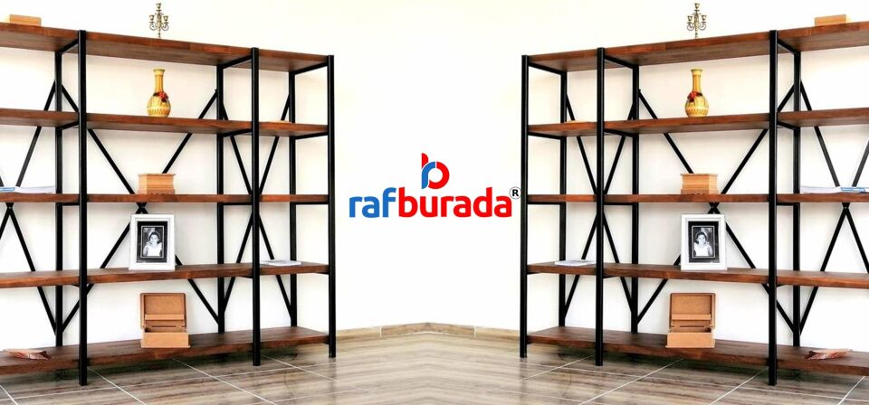 3 Katlı Kitaplık - Ahşap Duvar Rafı, Dekoratif Raf