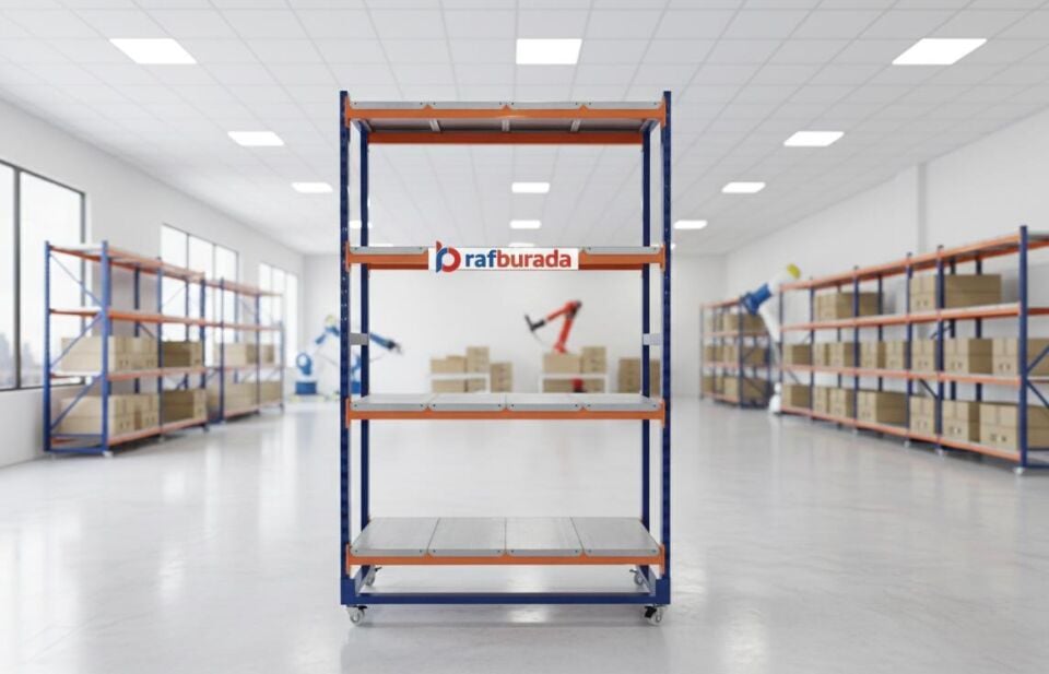 Hafif Rack Tekerlekli Baza - Taşınabilir, Portatif Depo Rafı Bazası