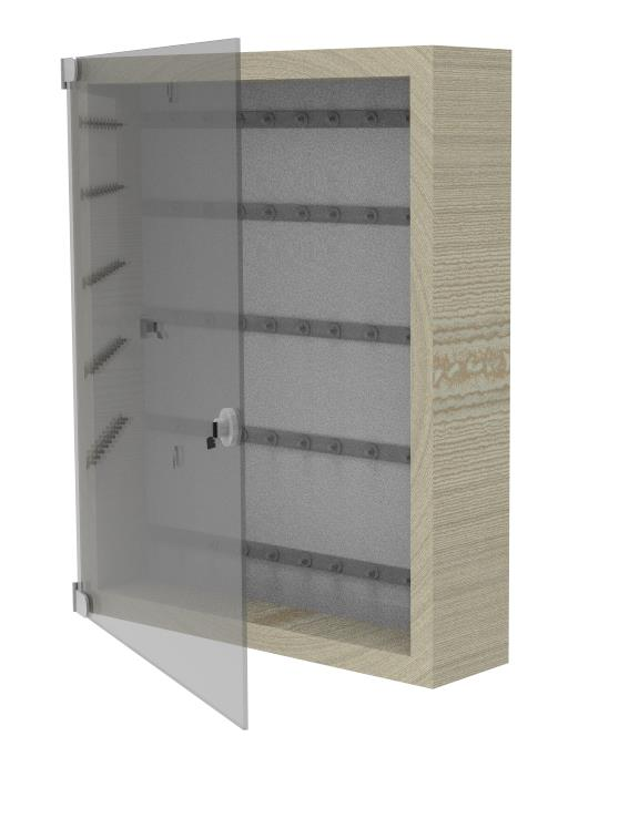 50 Anahtar Kapasiteli Ahşap Anahtar Dolabı - Pleksi Kapak