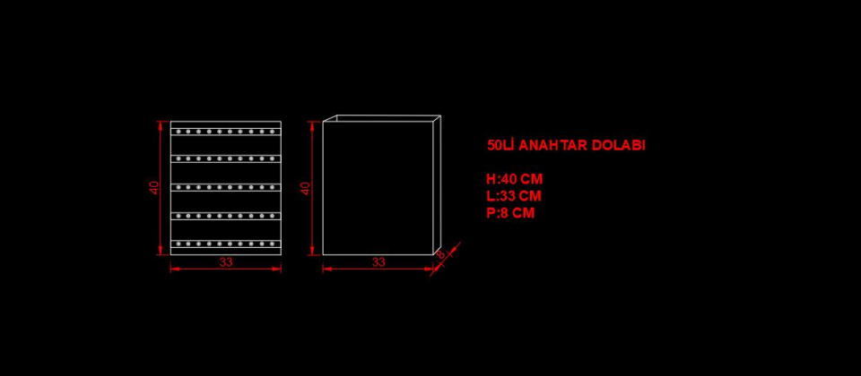 50 Anahtar Kapasiteli Ahşap Anahtar Dolabı - Pleksi Kapak