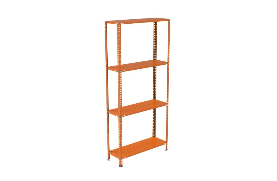 4 Katlı Renkli Çelik Raf, Depo Arşiv Kiler Rafı Kırmızı - 31 cm - 150 cm - 0.70 mm