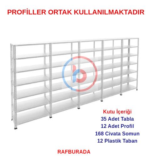 7 Katlı 5'li Galvaniz Çelik Raf - Depo, Arşiv, Kiler, Dosya, Market Rafı