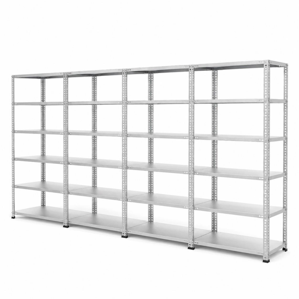 7 Katlı 5'li Galvaniz Çelik Raf - Depo, Arşiv, Kiler, Dosya, Market Rafı