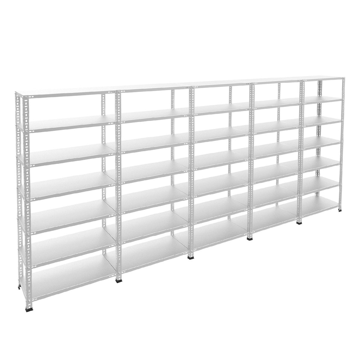 7 Katlı 5'li Bitişik Galvaniz Çelik Raf - Depo, Arşiv, Kiler, Dosya, Market, Bakkal Rafı